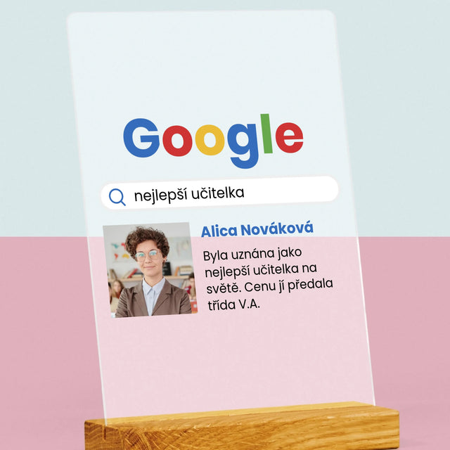 Fotka S Textem: Nejlepší Učitel Výsledek Google - Tisk Na Akrylovém Skle
