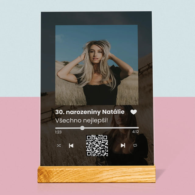 Fotka S Textem: Spotify S Qr Kódem K Narozeninám - Tisk Na Akrylovém Skle