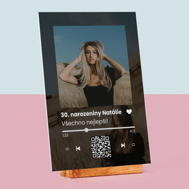Fotka S Textem: Spotify S Qr Kódem K Narozeninám - Tisk Na Akrylovém Skle