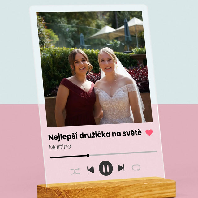 Fotka S Textem: Spotify Pro Družičku - Tisk Na Akrylovém Skle