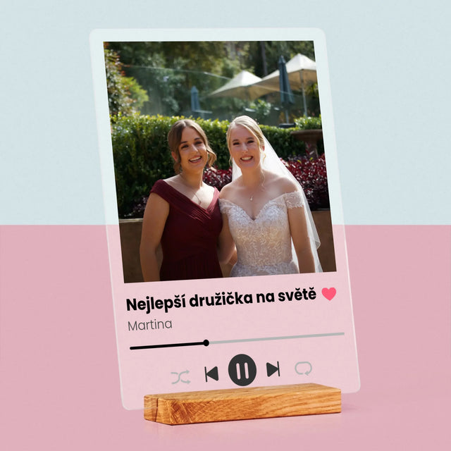 Fotka S Textem: Spotify Pro Družičku - Tisk Na Akrylovém Skle