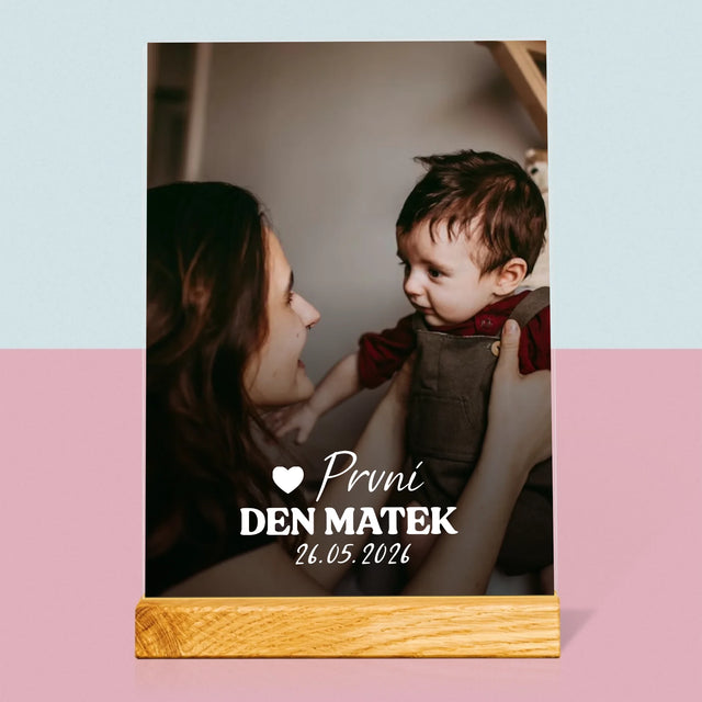Fotka S Textem: První Den Matek Srdce - Tisk Na Akrylovém Skle