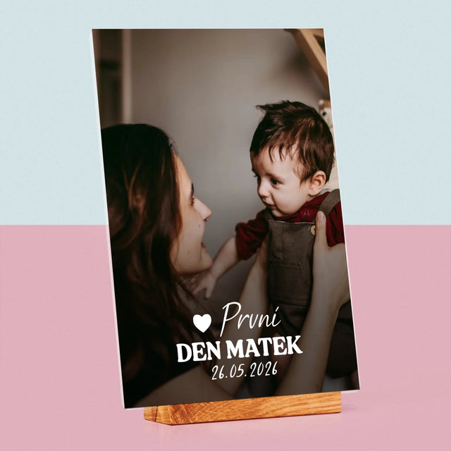 Fotka S Textem: První Den Matek Srdce - Tisk Na Akrylovém Skle