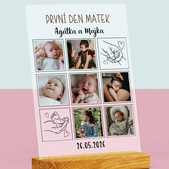 Fotokoláž: První Den Matek Kresby - Tisk Na Akrylovém Skle