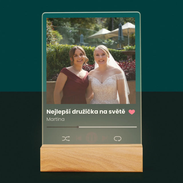 Fotka S Textem: Spotify Pro Družičku - Tisk Na Akrylovém Skle