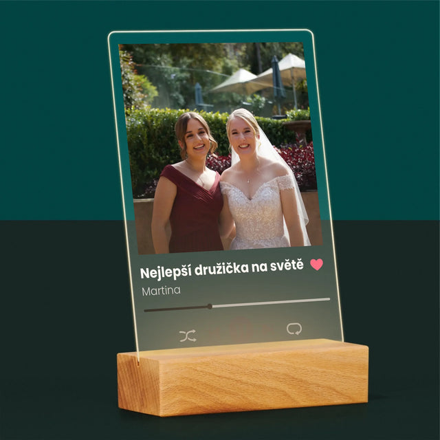 Fotka S Textem: Spotify Pro Družičku - Tisk Na Akrylovém Skle
