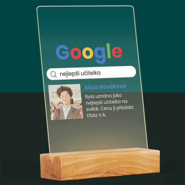 Fotka S Textem: Nejlepší Učitel Výsledek Google - Tisk Na Akrylovém Skle