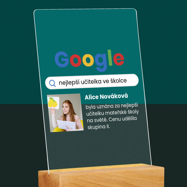 Fotka S Textem: Nejlepší Učitelka Ve Školce Vyhledávání Google - Tisk Na Akrylovém Skle