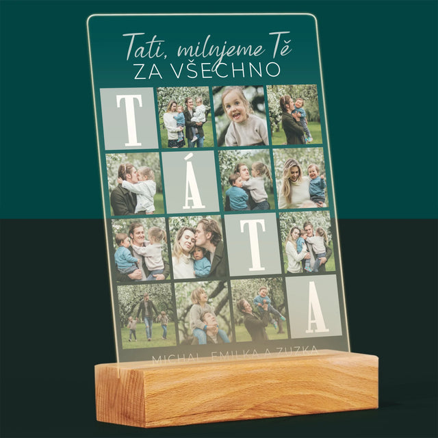 Fotokoláž: Tati, Milujeme Tě Za Všechno - Tisk Na Akrylovém Skle