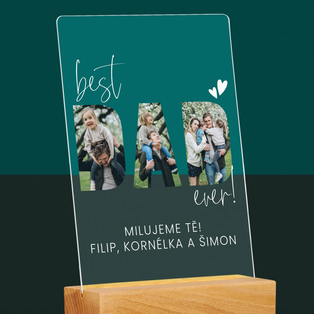 Slovo Z Fotek: Best Dad Ever S Podpisem - Tisk Na Akrylovém Skle
