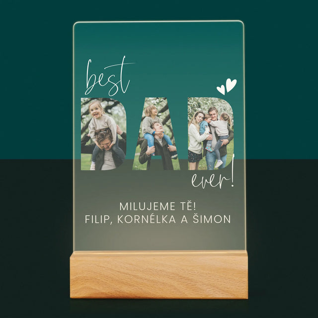 Slovo Z Fotek: Best Dad Ever S Podpisem - Tisk Na Akrylovém Skle