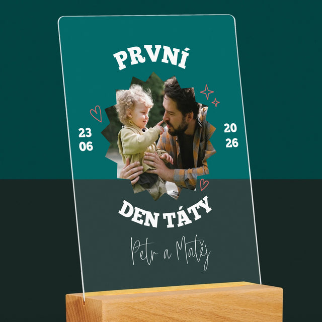 Fotka S Textem:  První Den Táty Spolu - Tisk Na Akrylovém Skle