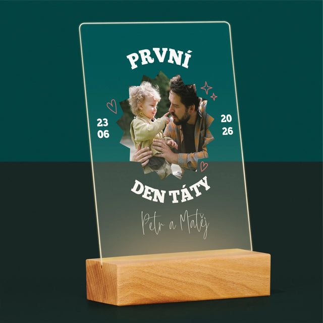 Fotka S Textem:  První Den Táty Spolu - Tisk Na Akrylovém Skle