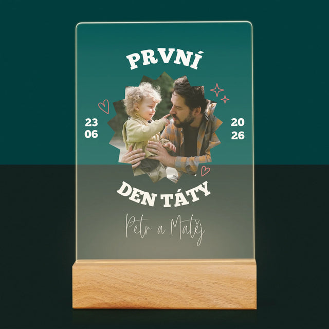 Fotka S Textem:  První Den Táty Spolu - Tisk Na Akrylovém Skle