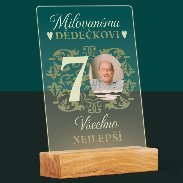 Fotka S Textem: Milovanému Dědečkovi Všechno Nejlepší - Tisk Na Akrylovém Skle