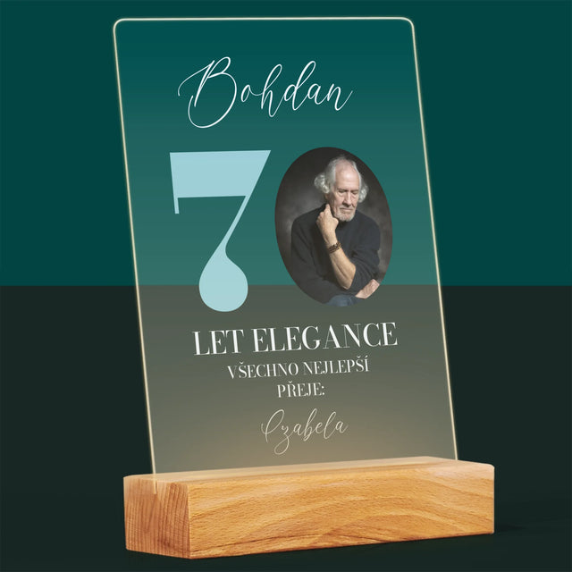 Fotka S Textem: 70 Let Elegance - Tisk Na Akrylovém Skle