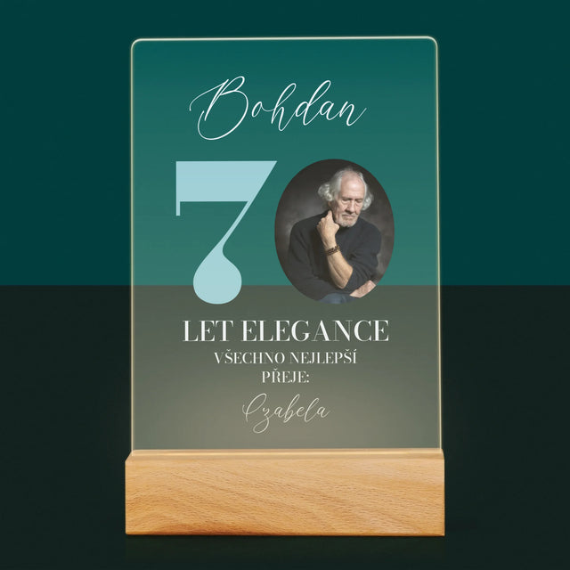 Fotka S Textem: 70 Let Elegance - Tisk Na Akrylovém Skle