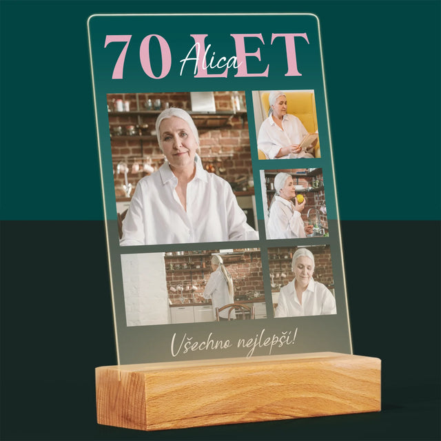 Fotokoláž: 70 Let Všechno Nejlepší  - Tisk Na Akrylovém Skle