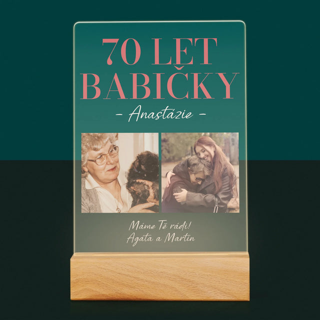 Fotokoláž: 70 Let Babičky - Tisk Na Akrylovém Skle