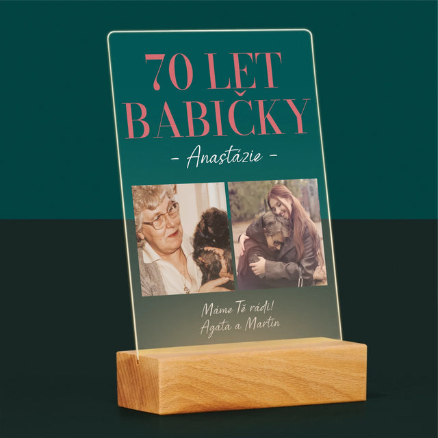 Fotokoláž: 70 Let Babičky - Tisk Na Akrylovém Skle
