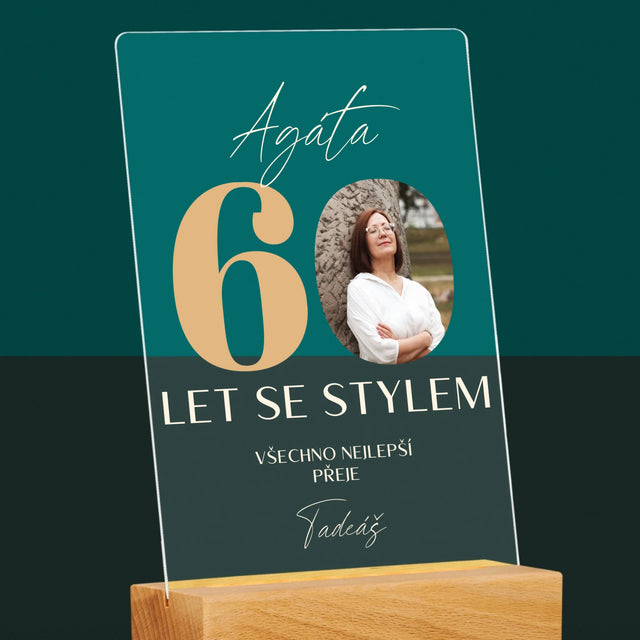 Fotka S Textem: 60 Let Se Stylem - Tisk Na Akrylovém Skle
