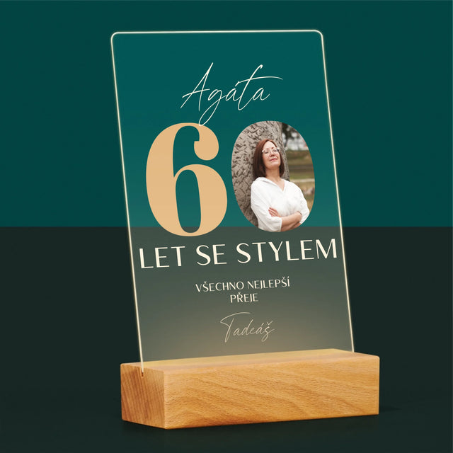 Fotka S Textem: 60 Let Se Stylem - Tisk Na Akrylovém Skle