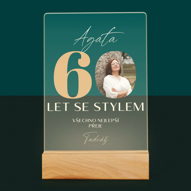 Fotka S Textem: 60 Let Se Stylem - Tisk Na Akrylovém Skle