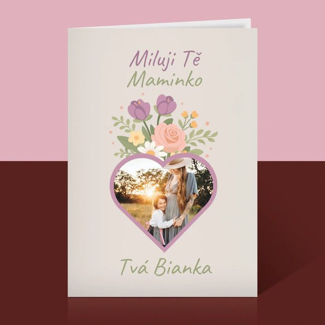 Fotka S Textem: Miluji Tě Mami, Květiny - Přání