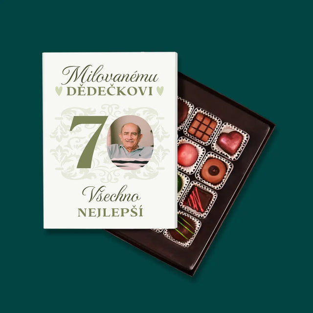 Fotka S Textem: Milovanému Dědečkovi Všechno Nejlepší - Pralinky