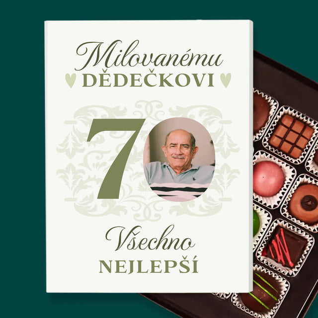 Fotka S Textem: Milovanému Dědečkovi Všechno Nejlepší - Pralinky