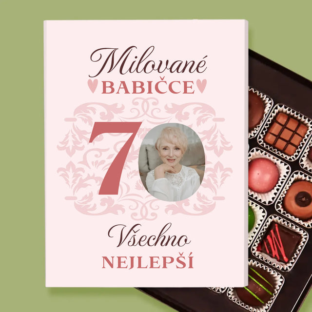 Fotka S Textem: Milované Babičce Všechno Nejlepší - Pralinky