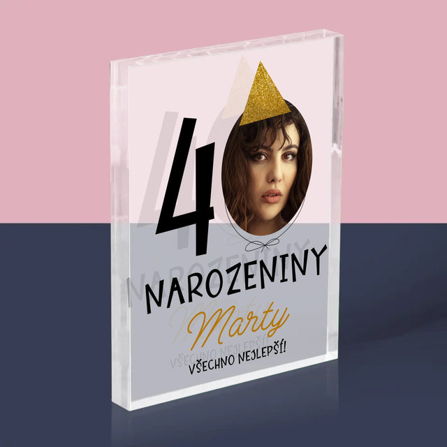 Fotka S Textem: 40. Narozeniny Čepička - Akrylový Blok