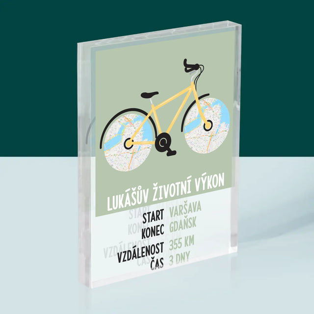 Mapa Města: Cyklistický Rekord - Akrylový Blok