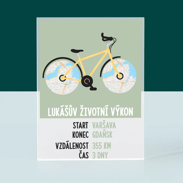 Mapa Města: Cyklistický Rekord - Akrylový Blok
