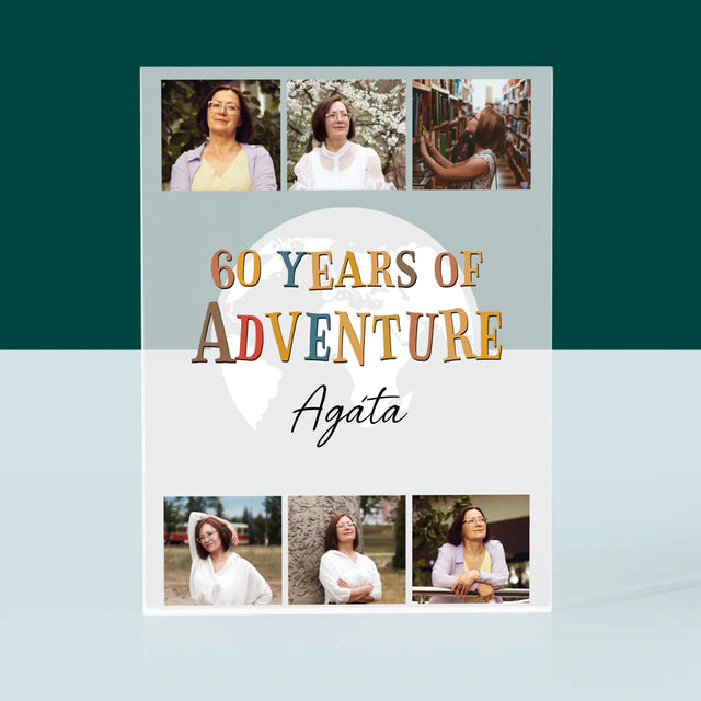 Fotokoláž: 60 Years Of Adventure - Akrylový Blok