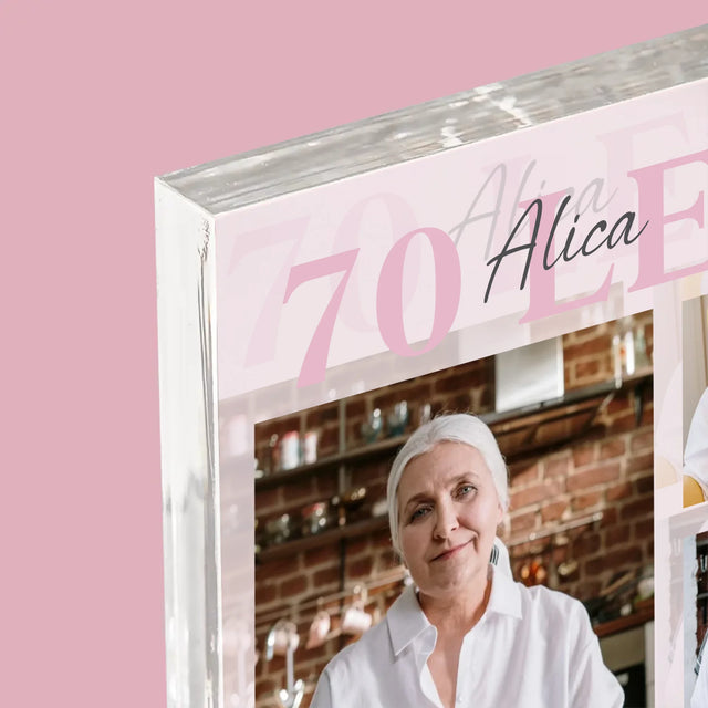 Fotokoláž: 70 Let Všechno Nejlepší  - Akrylový Blok