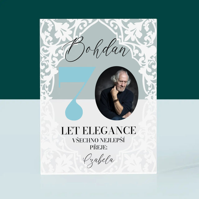 Fotka S Textem: 70 Let Elegance - Akrylový Blok