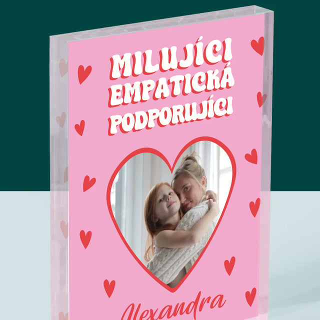 Fotka S Textem: Vlastnosti Maminky - Akrylový Blok