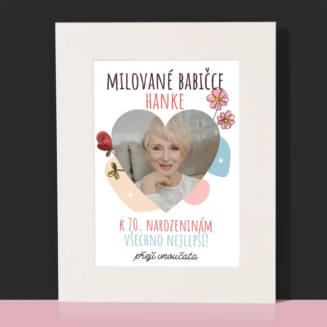 Fotka S Textem: Milované Babičce K Narozeninám - Fotorámeček