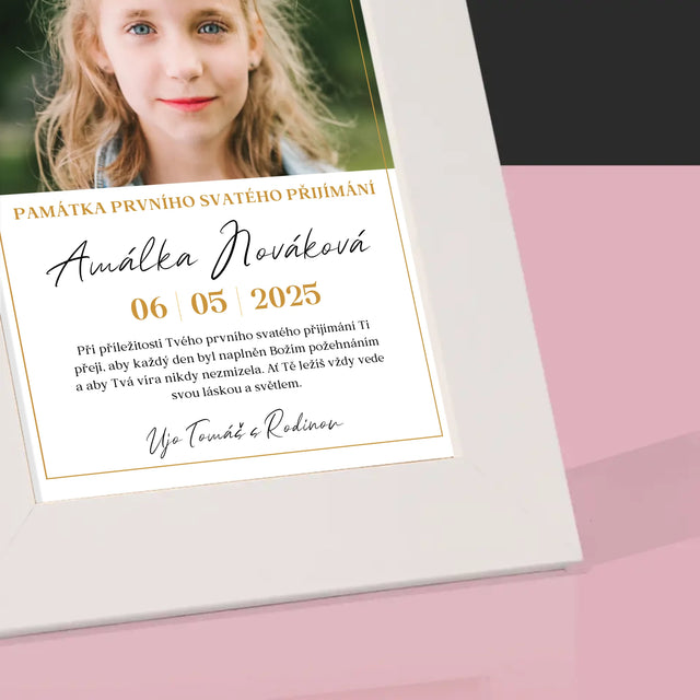 Fotka S Textem: Přání K Prvnímu Svatému Přijímání - Fotorámeček