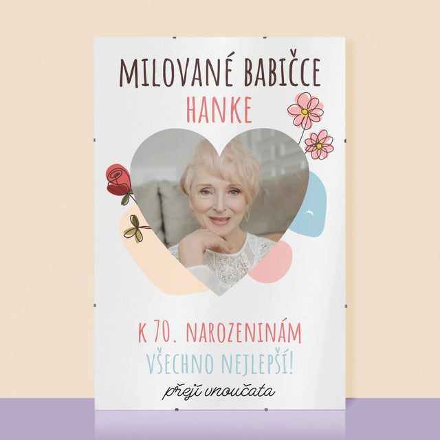 Fotka S Textem: Milované Babičce K Narozeninám - Plakát