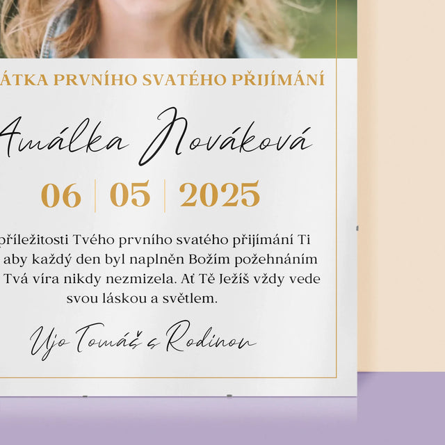 Fotka S Textem: Přání K Prvnímu Svatému Přijímání - Plakát