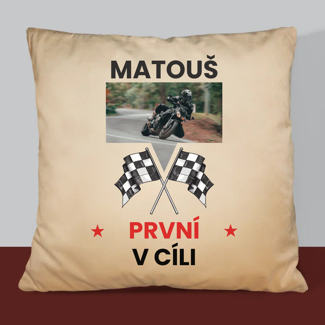 Fotka S Textem: První V Cíli - Polštář