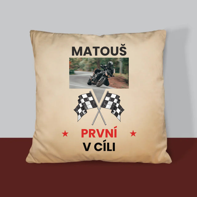 Fotka S Textem: První V Cíli - Polštář