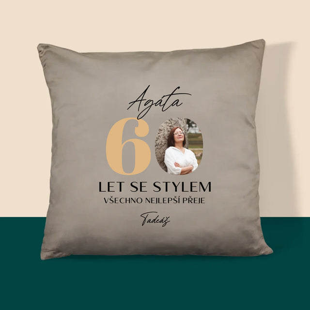 Fotka S Textem: 60 Let Se Stylem - Polštář