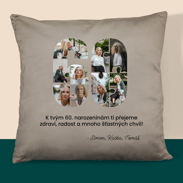 Tvar Z Fotek: 60 Narozeniny Puzzle - Polštář