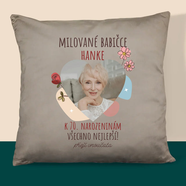 Fotka S Textem: Milované Babičce K Narozeninám - Polštář