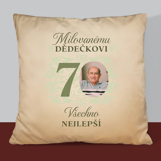 Fotka S Textem: Milovanému Dědečkovi Všechno Nejlepší - Polštář