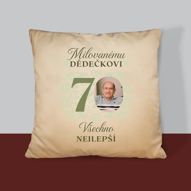 Fotka S Textem: Milovanému Dědečkovi Všechno Nejlepší - Polštář