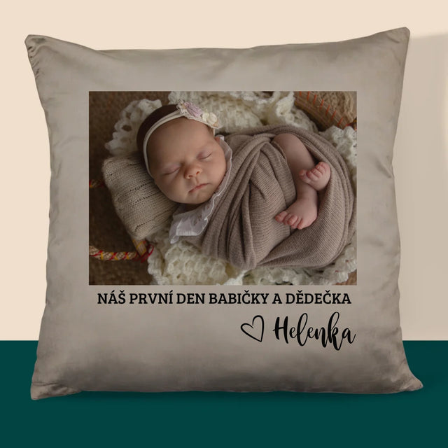 Fotka S Textem: První Den Babičky A Dědečka - Polštář